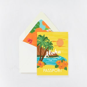 Hawaii Passport Invitation, Destination Wedding Passport, Luau Birthday Party, Hawaiian, Paradise, Baby Shower, Tropical Passport Invitation