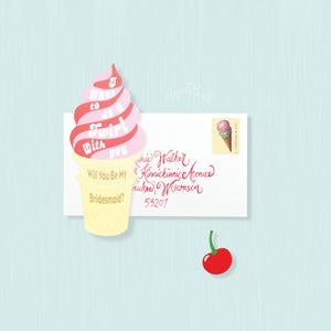 Will You Be My Bridesmaid Card, Ice Cream Bridesmaid Card, Soft Serve, I Want to do a Twirl with You, Ask Bridesmaids, Bridesmaid Proposal