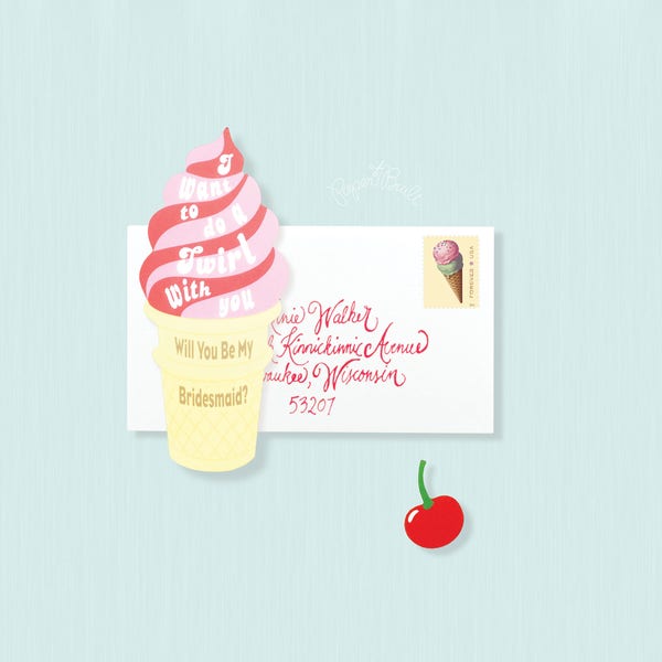 Eis Brautjungfer Vorschlag Karte: 'Twirl With You' Design