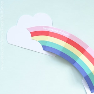 Regenbogen Jubelkarte, senden Sie jemandem etwas Freude, Ermutigungskarte, gestanzte Grußkarte, Popup-Karte, Wolkenregenbögen, Aufmunterung, Strahlen der Freude