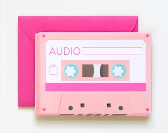 Mixed Tape Gift Card Holder, Cassette Tape, Die-cut Greeting Card, 1980s Card, I love the 80s birthday, Retro Mix Tape