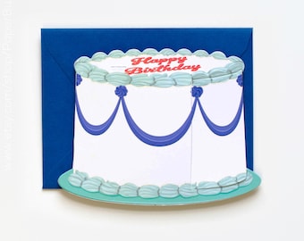 Gâteau d'anniversaire, carte de voeux, glaçage à gâteau, carte de joyeux anniversaire, carte de tranche de gâteau