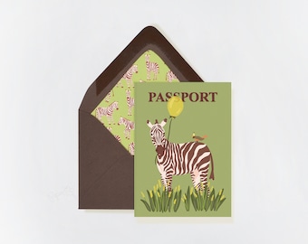 Safari Zebra Passport Invitation, Jungle Birthday, Baby Shower