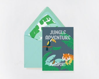 Jungle Adventure Passport Invitation, Wild Birthday Party