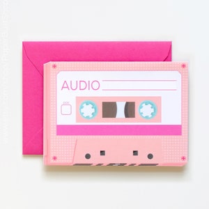 Mixed Tape Gift Card Holder, Cassette Tape, Die-cut Greeting Card, 1980s Card, I love the 80s birthday, Retro Mix Tape