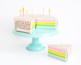 Cake Slice Box Kit, Make Your Own Cake, Cake Favor Box, Cake Gift Card Holder, Cake Sprinkles Gift Box, Cute Birthday Gift Box, Hostess Gift