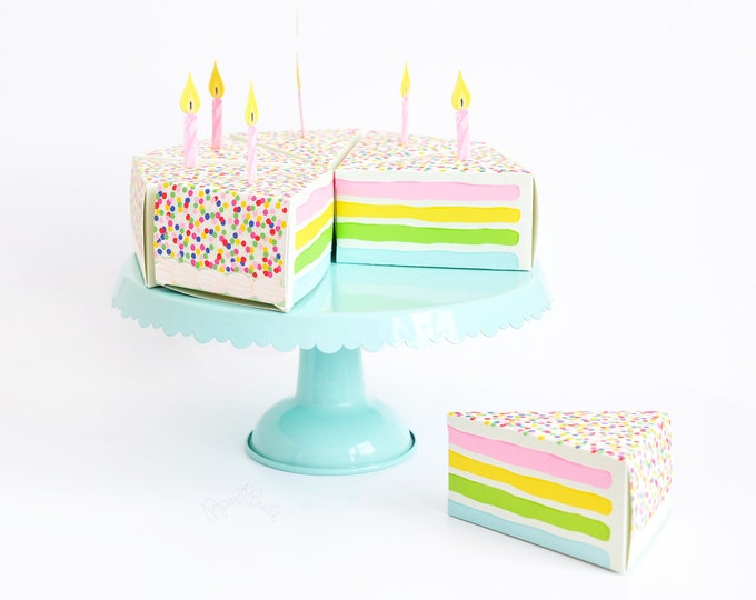 Cake Slice Favor Box Kit, Birthday Hostess Gift