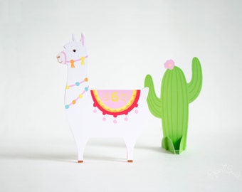 Llama Birthday Party Invitation, Llama Invite, Alpaca Birthday, Cactus Shower, Fiesta, Die Cut Invite, Llama Theme, Llama Party Idea, Lamma