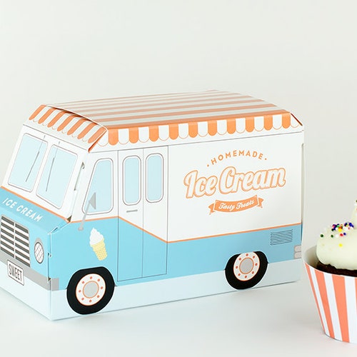 Ice Cream Party Favor Box Ice Cream Truck Cupcake Box Set Etsy