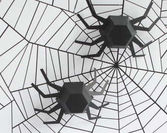 Halloween Spider, Geometric Spider Kit - Set of 6, DIY Halloween Kit, Halloween Decor, Spider Garland, Halloween Banner, Modern, Sculpture