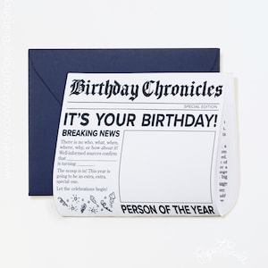 誕生日新聞カード、色を塗るユニークなパーソナライズされた誕生日カード、誕生日の記念品、フェイクニュースなし!