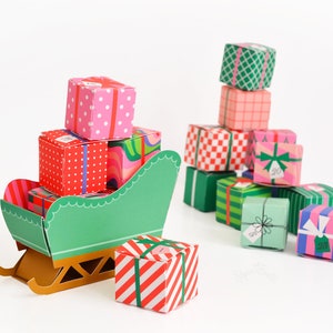 Kit de calendario de adviento en trineo, cuenta regresiva para Navidad, escultura de papel en 3D, manualidad de papel para niños, decoración navideña para centros de mesa, manualidad navideña