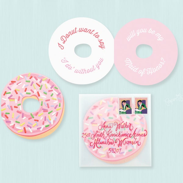 Will You Be My Maid of Honor Card, Donut Maid of Honor Card, I Donut Want to Say I Do Without You, Ask Bridesmaids, Maid of Honor Proposal
