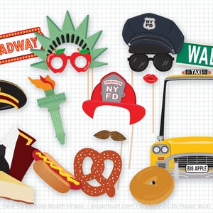 Accessori per Photo Booth di New York, Accessori per Photo Booth, New York City, Bat Mitzvah, Bar Mitzvah, Grande Mela, Broadway, Statua della Libertà, Taxi, NYC