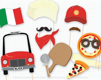 Pizza Party Photo Booth Props, Photobooth Props, Pizza Pie, Chef Hat, Pizza Birthday, Baking Party, Pizza Delivery, Fun Photobooth Props