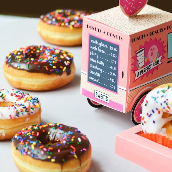 Donut Food Truck PDF – Editable Donut Party Favor Box