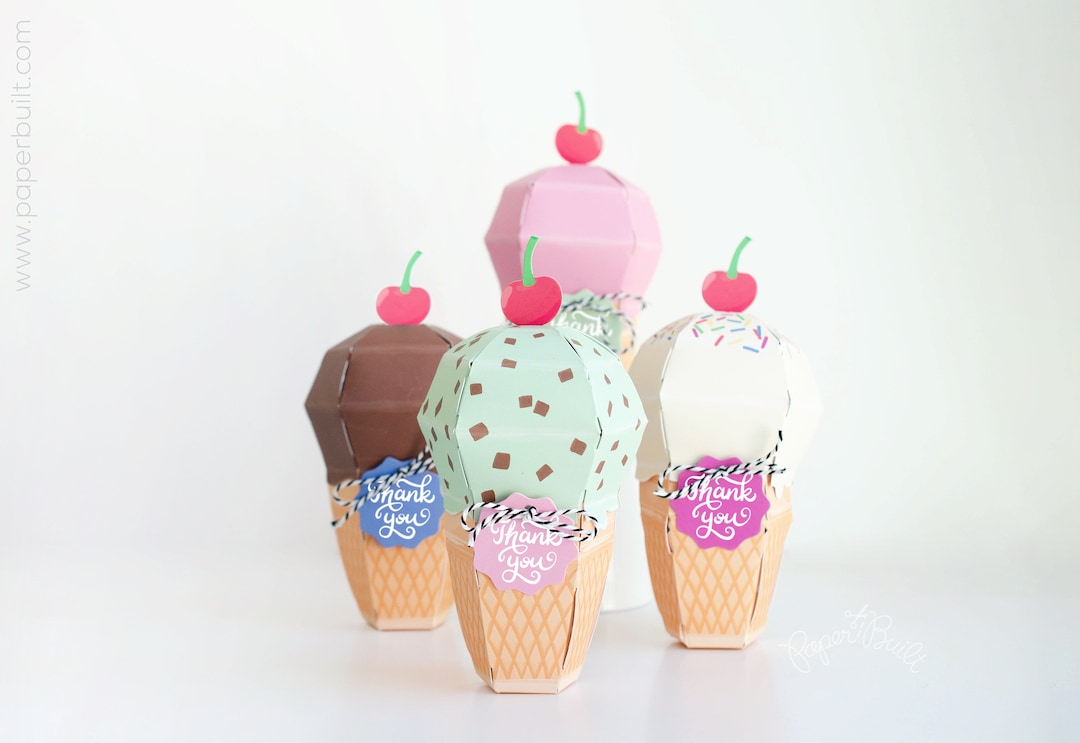 Ice Cream Cone Box, Ice Cream Social Party Supplies, Summer Favor Box