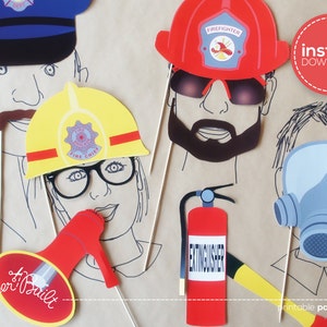 Firetruck Birthday Photo Booth Props - Fireman Birthday, Fireman Wedding, Fireman Party, Photobooth, Firefighter, Fireman, Firetruck Party