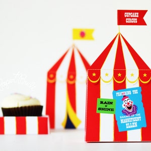 Circus Tent Cupcake Box, Editable Text (Digital Download)