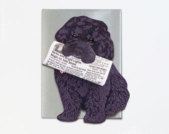 Hondenkerstkaart met minikrant en rode pantoffel | Interactieve papieren kaart | Grappige kerstkaart voor hondenliefhebbers