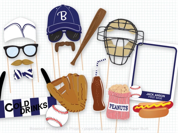Baseball Photo Booth Props, Navy Sports Photobooth Props, Vintage Baseball Party, Home Run, Baseball Birthday, Sports Party, Sports Birthday Il_570xn