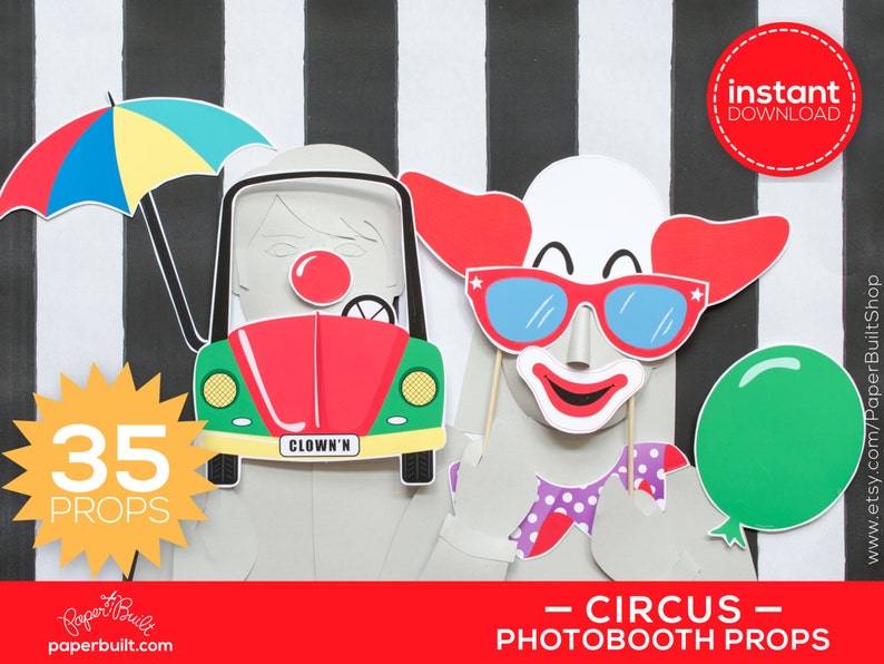 Circus Photo Booth Props, Photobooth Props, Circus Birthday, Circus Party Decor, Clown, Ringmaster, Circus Wedding, Party Centerpiece Ideas image 4
