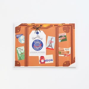 Stickers de voyage vintage pour coffret cadeau valise, Stickers bagages vintage, Stickers album, Paris Londres New York Rome, L'aventure vous attend