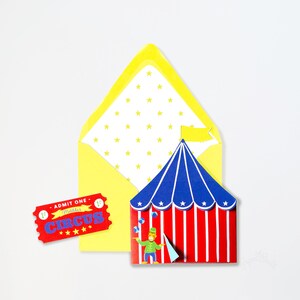 Circus Tent Invitation, Big Top Invite, Carnival Invite, Circus Birthday, Circus Tent Baby Shower Invite, Step Right Up, Die-cut Invitation image 2