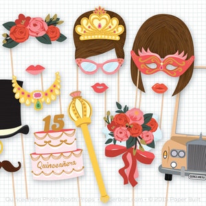 Quinceañera Photo Booth Props, Photobooth Props, Fiesta de Quinceañera Party, Sweet 15, Feliz Cumpleaños, Becoming a Woman, Scepter, Tiara
