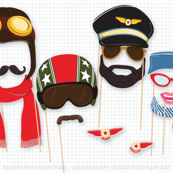 Airplane Party Photo Booth Props, Birthday Party Photobooth Props, Pilot Moustache, Special Delivery, Baby Shower, Little Aviator Jet Setter
