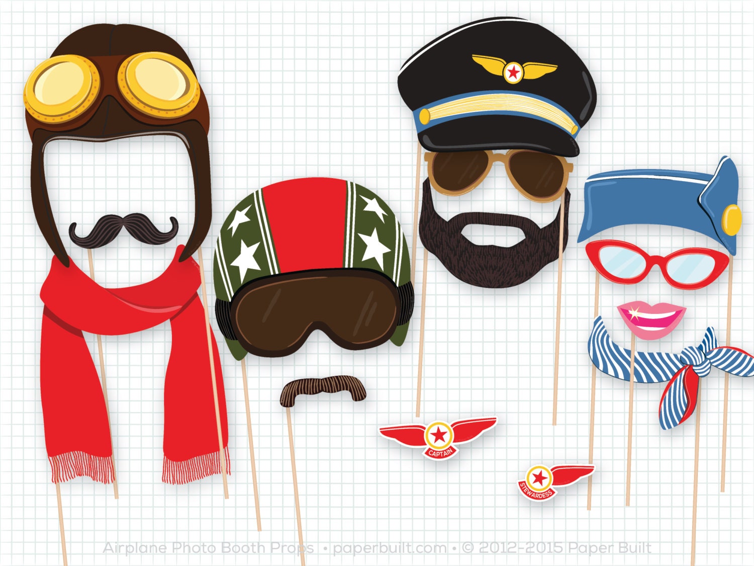 Airplane Party Photo Booth Props, Birthday Party Photobooth Props, Pilot Moustache, Special Delivery, Baby Shower, Little Aviator Jet Setter