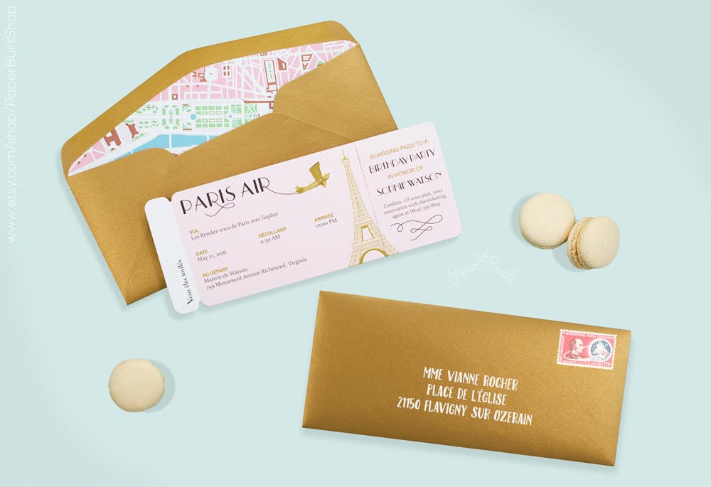 Paris Pink Gold Boarding Pass
