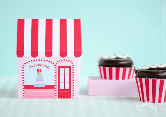 Sweet Shoppe Cupcake Box, Patisserie, Favor Box, Cupcake Holder, Sweet Treat Box, Birthday Party Favor, Gift Packaging, Pink Il_570xn