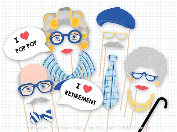 Grandparent Photo Booth Props, Grandparents' Day Photobooth, School Photobooth, Old People Props, Senior Citizen Props, Old Lady, Old Man Il_570xn
