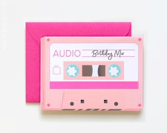 Cassette Tape Birthday Card – Die‑Cut Retro Mixtape Greeting for 80s Music Lovers