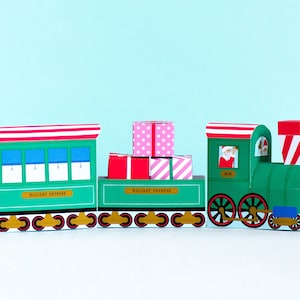 Christmas Treat Train, Christmas DIY, Holiday Cupcake Box, Christmas Decoration Holiday Decor, Holiday Centerpiece, Festive Train with Santa image 2