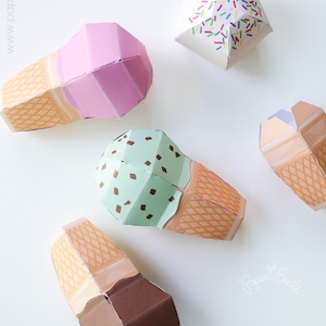 Ice Cream Cone Box, Ice Cream Social Party Supplies, Summer Favor Box, Paper Ice Cream Scoop Box, Gift Card Holder, Paper Food Toy afbeelding 3