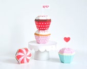 Valentines Day Cupcake Candy Favor Box Kit, Cupcake Box, Sweet Shoppe Birthday Party, Paper Toy, Party Favor Box, Treat Box, Centerpiece