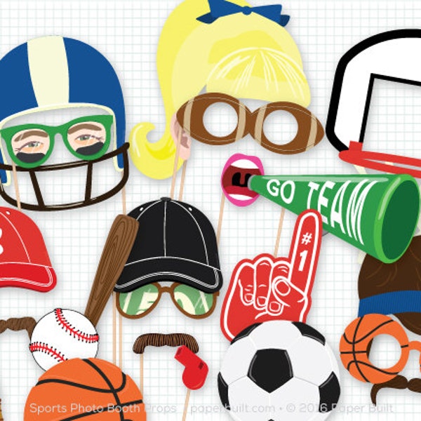 Sports Party Photo Booth Props, Sporty Photobooth, Basketball, Baseball, Football, Soccer, Birthday Party, Championship Team, Game day Fan