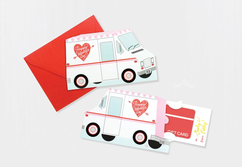 Valentine's Day Special Delivery Gift Card Holder, Valentine Gift Card Container, Love Heart, Present Postal Truck, Galentines, Gift Idea image 1