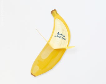 Valentijnsdagkaart met gestanste banaan – grappige woordspeling, a-peeling
