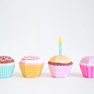 Cupcake Favor Boxes Set of 4, Cupcake Party Favors, Baking Party, Sweet Shoppe Favor, Paper Cupcakes Paper Toy, Birthday Cupcake Candy Box image 3