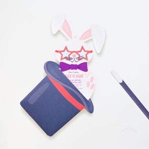 Magic Birthday Party Invitation, Magician, Magic Party, Magic Wand, Rabbit in a Hat, Abra Cadabra, Magician Theme, Magic Show, Magic Trick