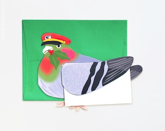 Gestanste postduifkerstkaart, kerstkaart speciale bezorging