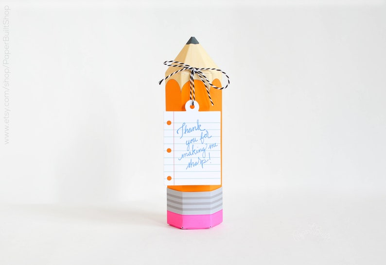 Pencil Gift Card Holder, Back to School Occasion Bin, Teacher Appreciation Gift Box, School Party Supply, Make Your Own Pencil Pencil Favor image 2