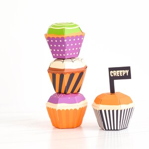 Halloween Cupcake Boxes Set of 4 Craft Kit, Halloween Party Favor Box, Trick or Treat Idea, DIY Halloween Craft, October Gift Spooky Treat image 3