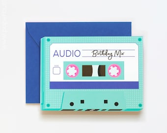 Cassette Tape Birthday Card – Die‑Cut Retro Mixtape Greeting for 80s Fans & Music Lovers