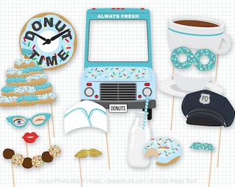 Blue Donut Photo Booth Props, Donut Party (Digital Download)