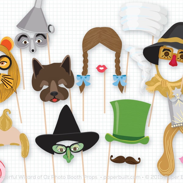 Wizard of Oz Photo Booth Props, Party Printable (Digital Download)