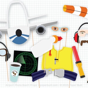 Airplane Photo Booth Props, Airport Photobooth Props, Airplane Party, Ground Crew, Flight Attendant, Air Traffic Control, Airplane Birthday